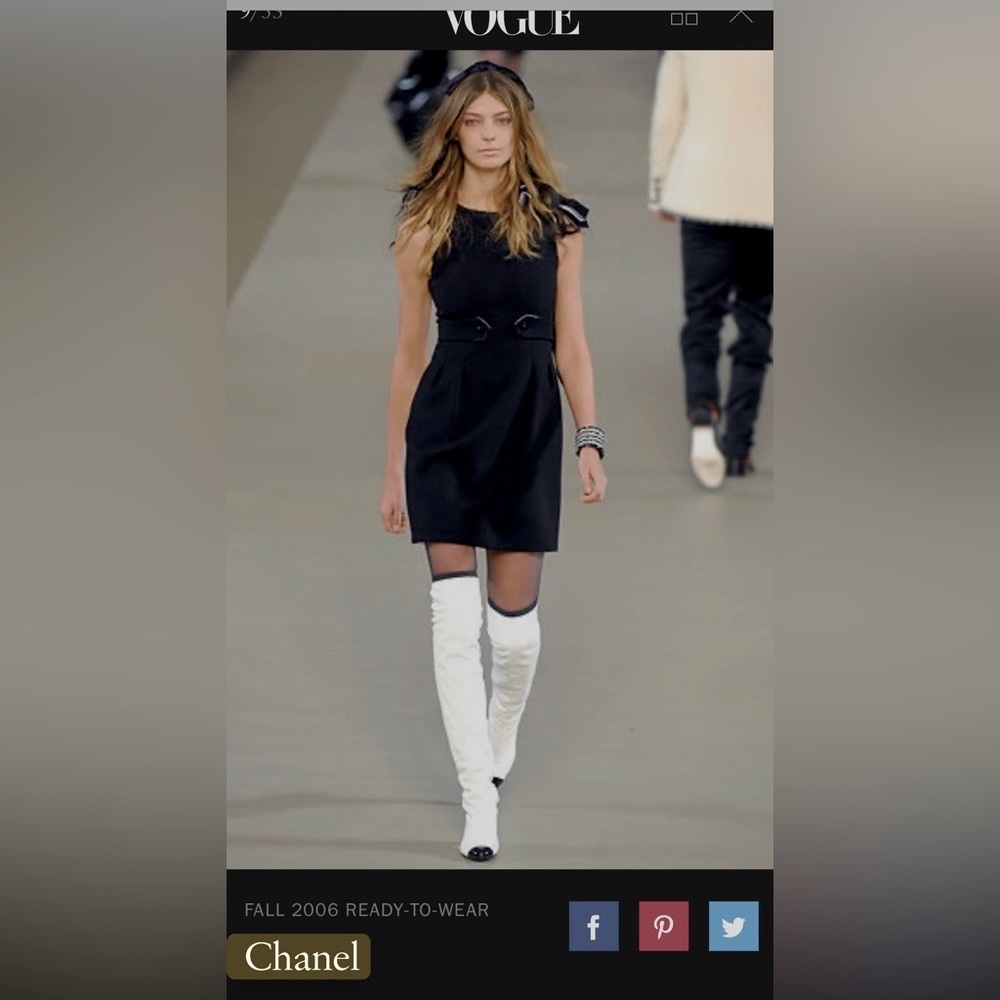CHANEL Black wool sheath dress.